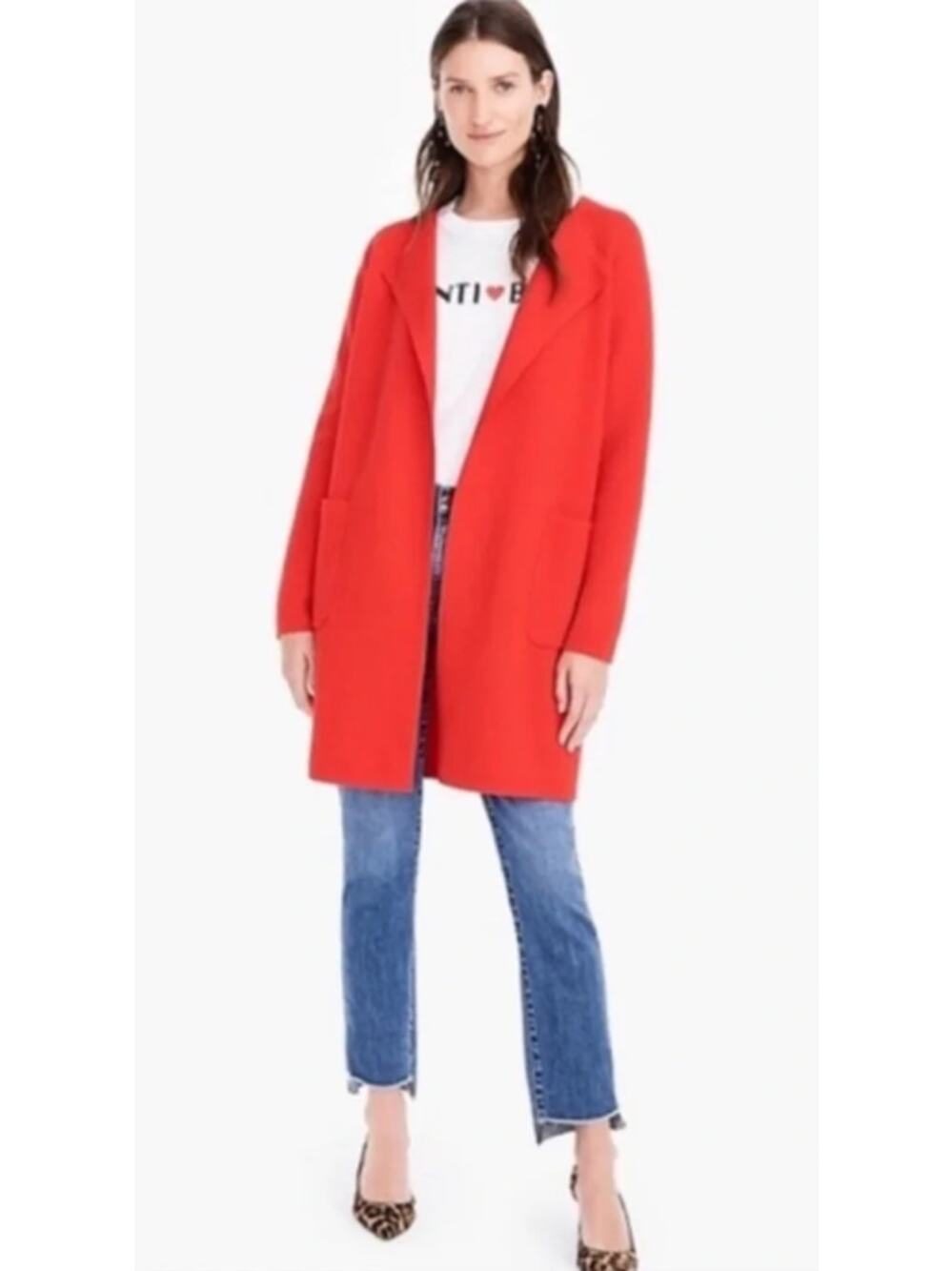 J. Crew 365 Juliette collarless sweater-blazer in Red Size Small